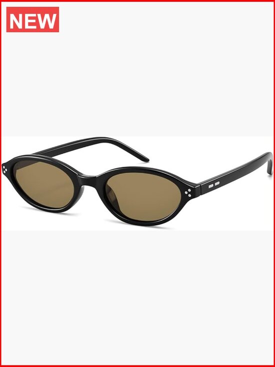 Polarized Retro Oval Cat Eye Sunglasses, UV400 Protection, Narrow Frame main image 6